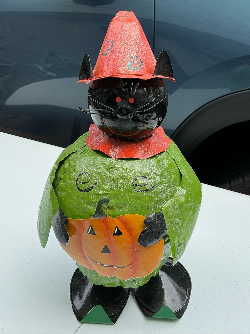 Large Halloween Spring-Body Metal Bouncy Cat